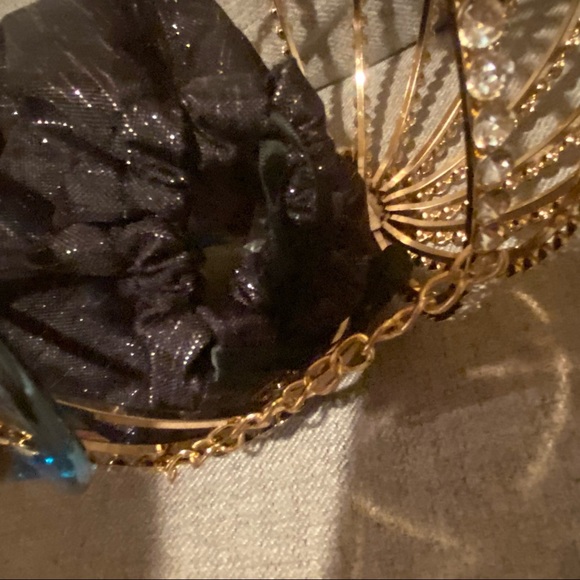 Gold And Rhinestone Round Ball Cage Purse - Picture 4 of 6